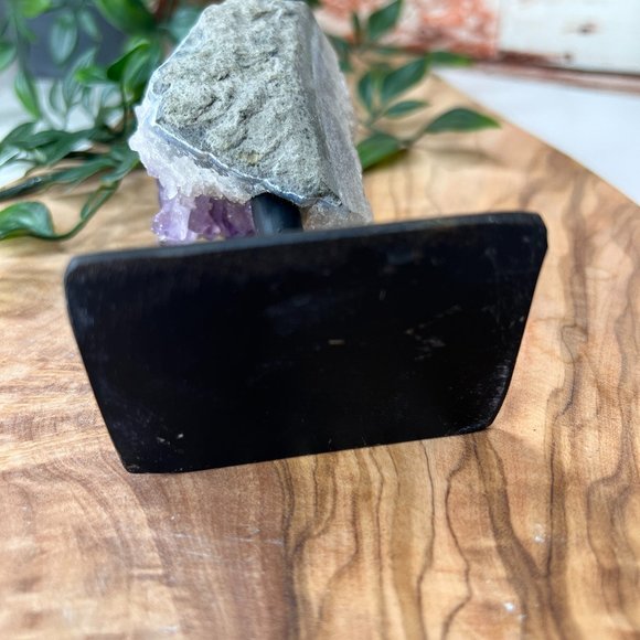Raw Standing Amethyst Geode Cluster On A Metal Stand - Crystal Home Decor - Picture 4 of 11